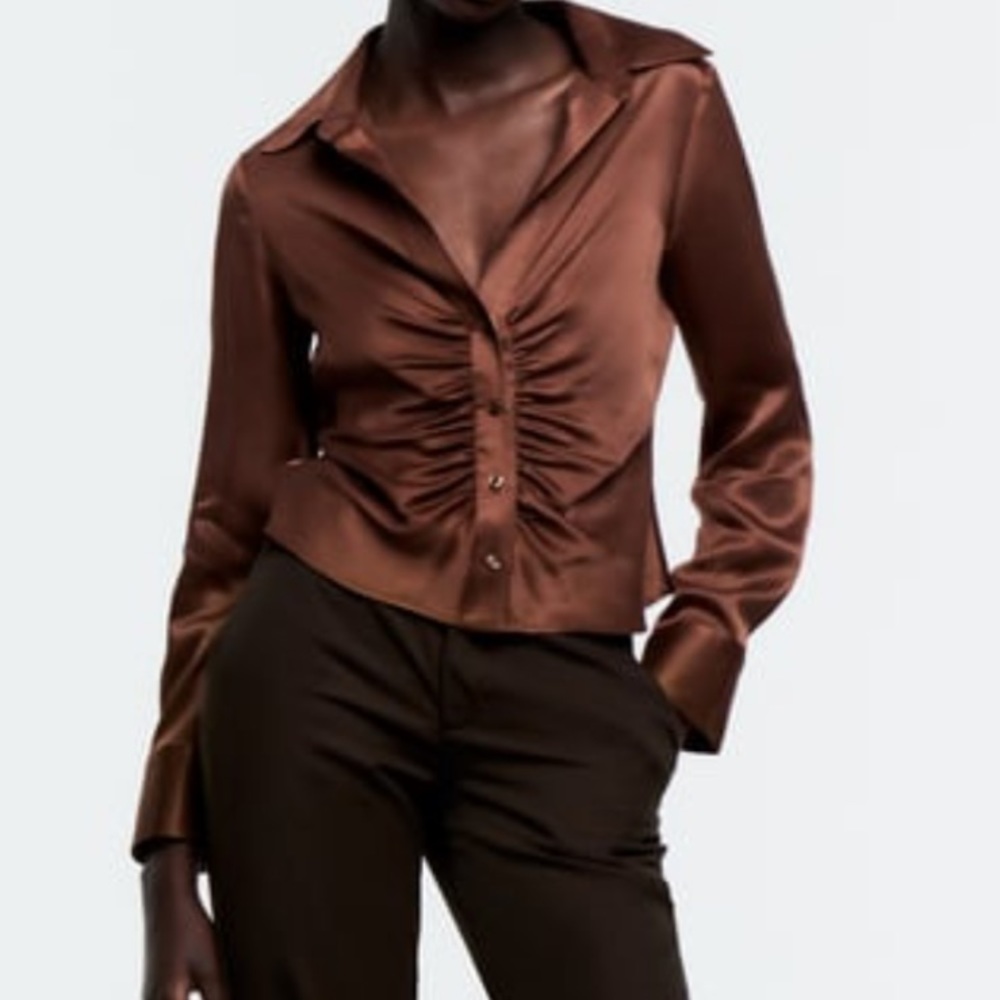 Zara brown button shirt medium
